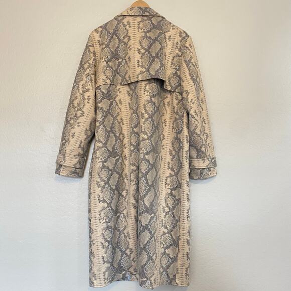 Chicos Womens Size 3 XL Snakeskin Print Trench Coat Open Front Longline - Picture 2 of 5